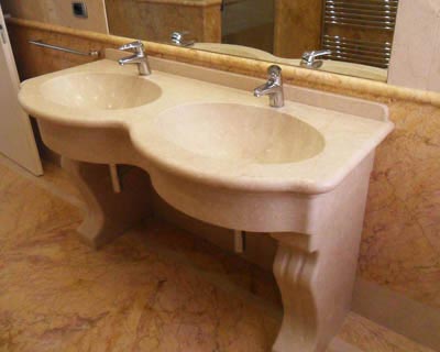 lavabo in pietra doppio in botticino
